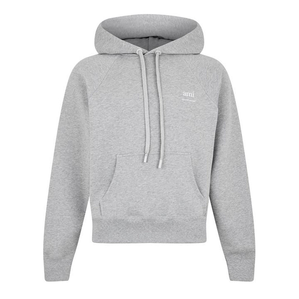 AMI Paris Logo Hooded Sweatshirt - Grey